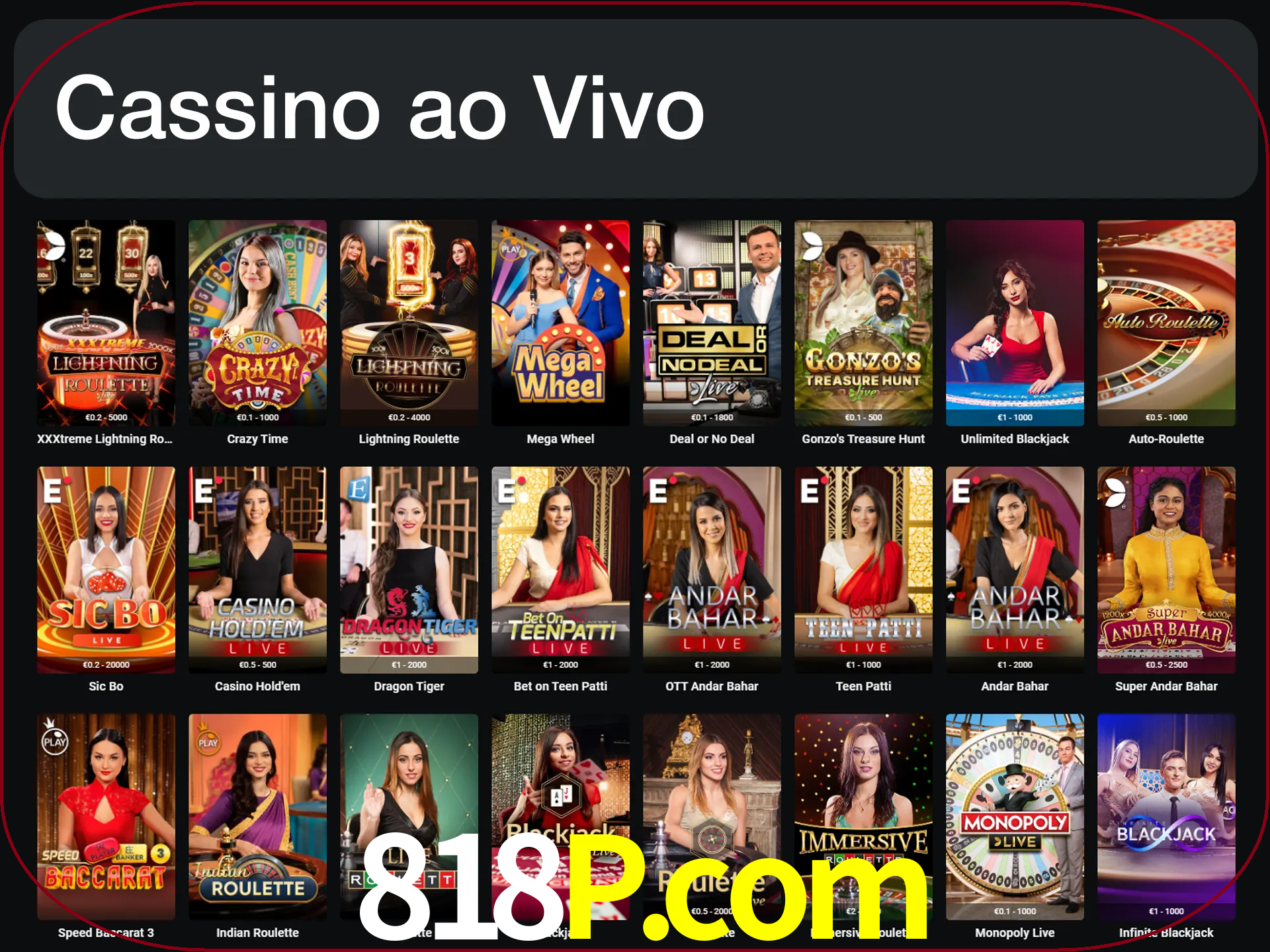 Jogue jogos de cassino com um verdadeiro dealer.